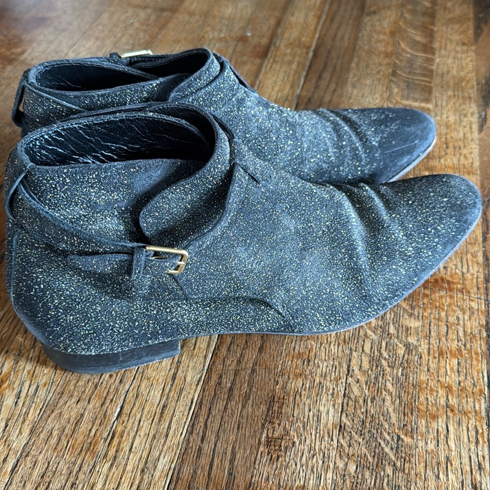 Saint Laurent Heidi Slimane Gold Glitter Short Jodhpur Boots 41